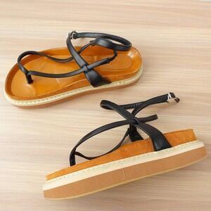 Leather Platform Sandals Womens 8.5 Brown‎ Strappy FROM B Chunky KOREAN Luxuxy
